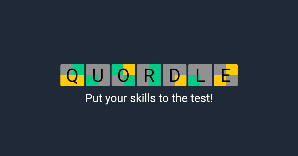Quordle promotional image from Merriam-Webster.